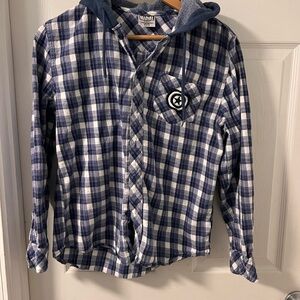 Marvel Blue and White Cotton hooded Shirt